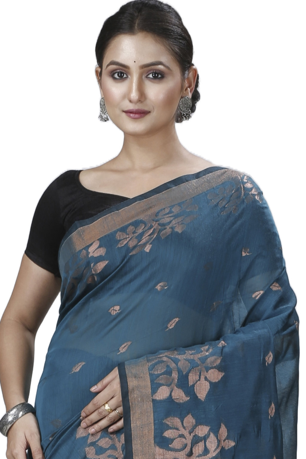 Botel Green Blended Cotton Tina Hand Loom Saree (1216)